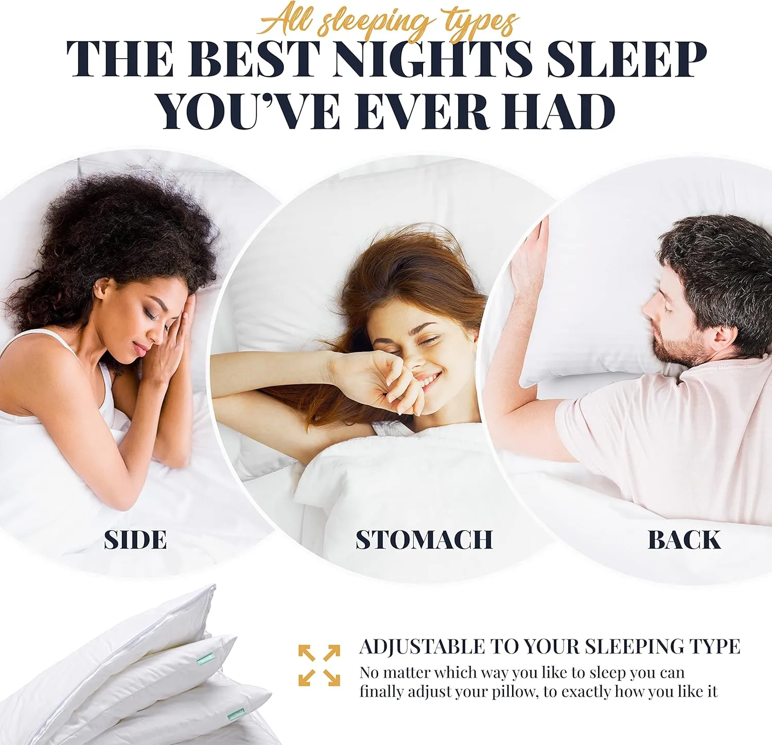 EverSnug Adjustable Layer Pillows for Sleeping - Set of 2, Cooling, Luxury Pillows for Back, Stomach or Side Sleepers (Queen (Pack of 2))
