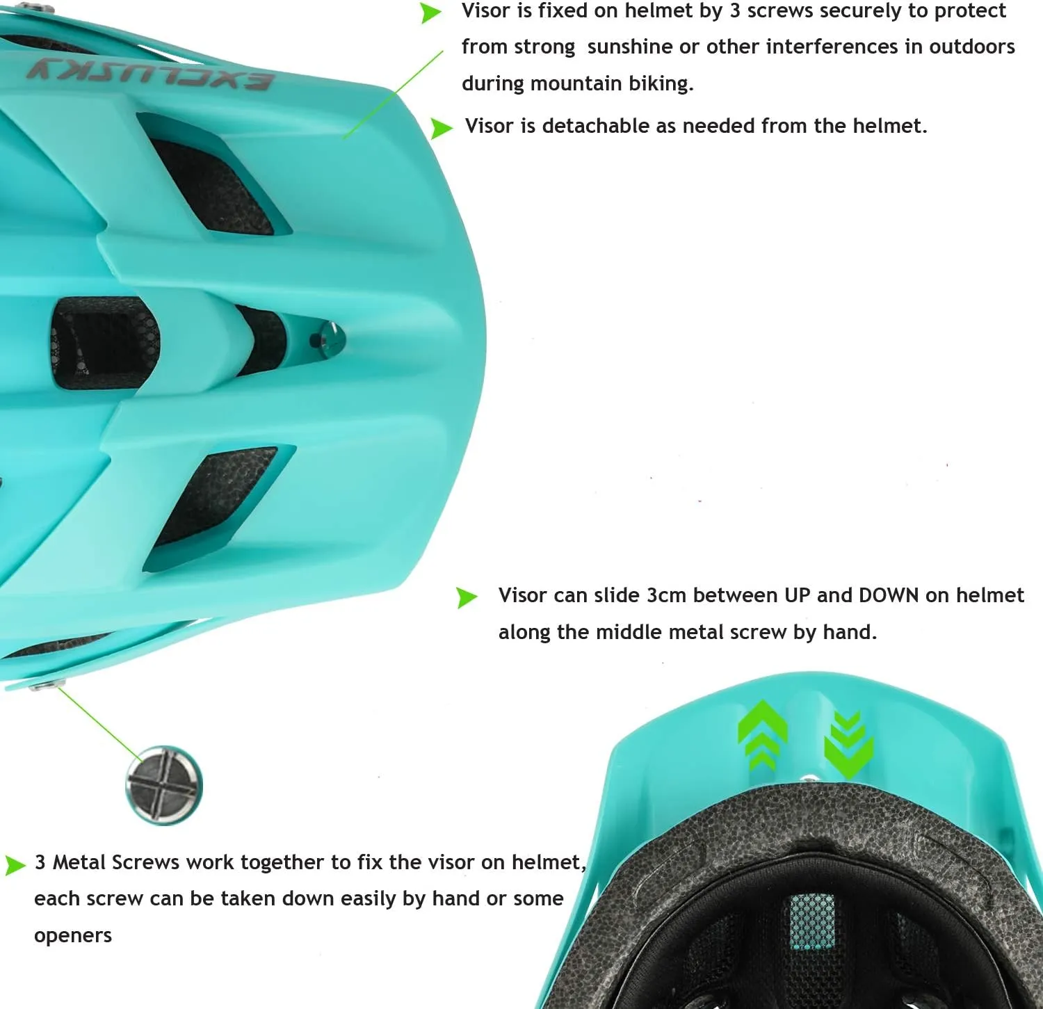 Exclusky Bike Helmet Mountain Bike Helmet for Adults Lightweight MTB Cycling Helmet for Men Women Adjustable Bicycle Helmet with Visor