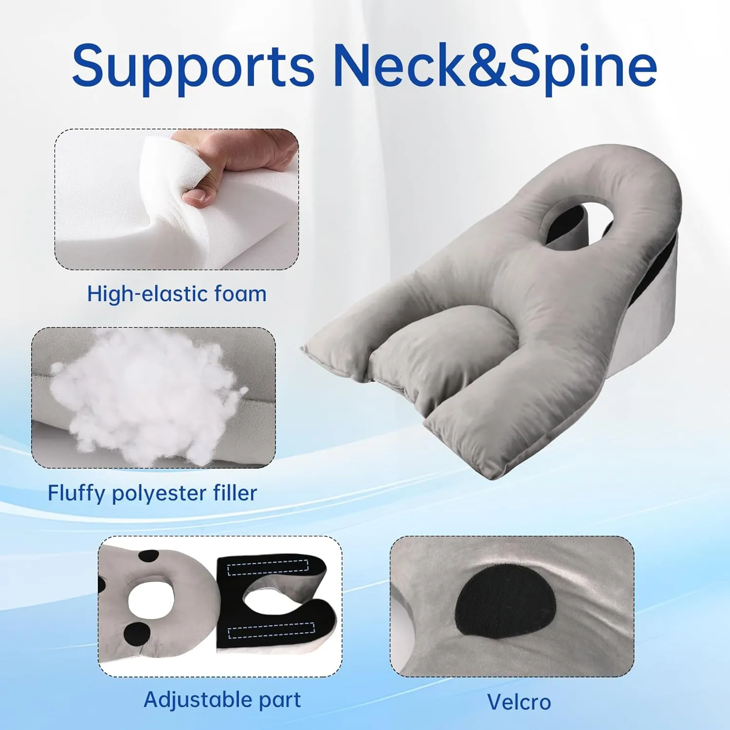 Face Down Pillow After Eye Surgery - BBL Pillow After Surgery for Sleeping - Prone Face Down Massage Pillow Headrest for Bed - Retinal Vitrectomy Recovery Equipment, Grey