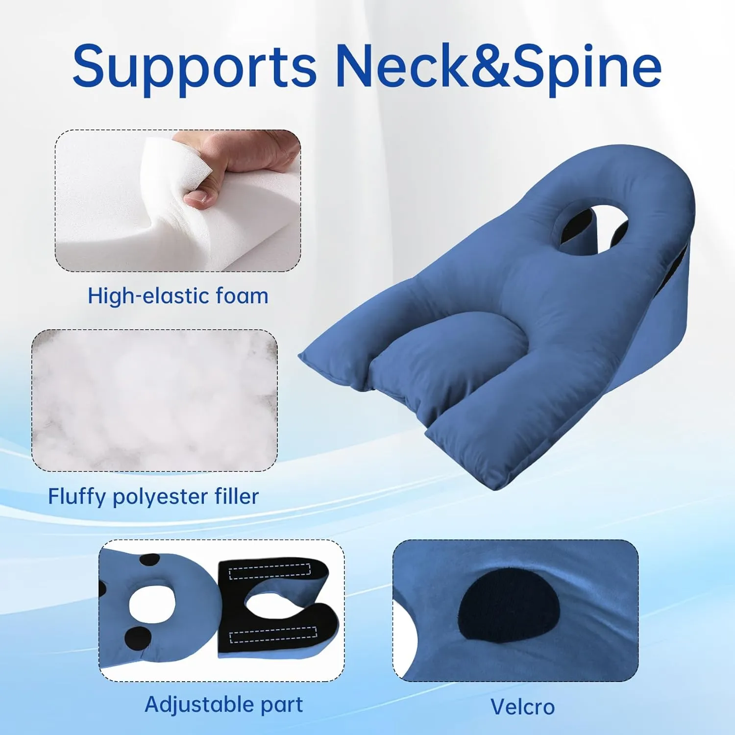 Face Down Pillow After Eye Surgery - BBL Pillow After Surgery for Sleeping - Prone Face Down Massage Pillow Headrest for Bed - Vitrectomy Recovery Equipment, Blue