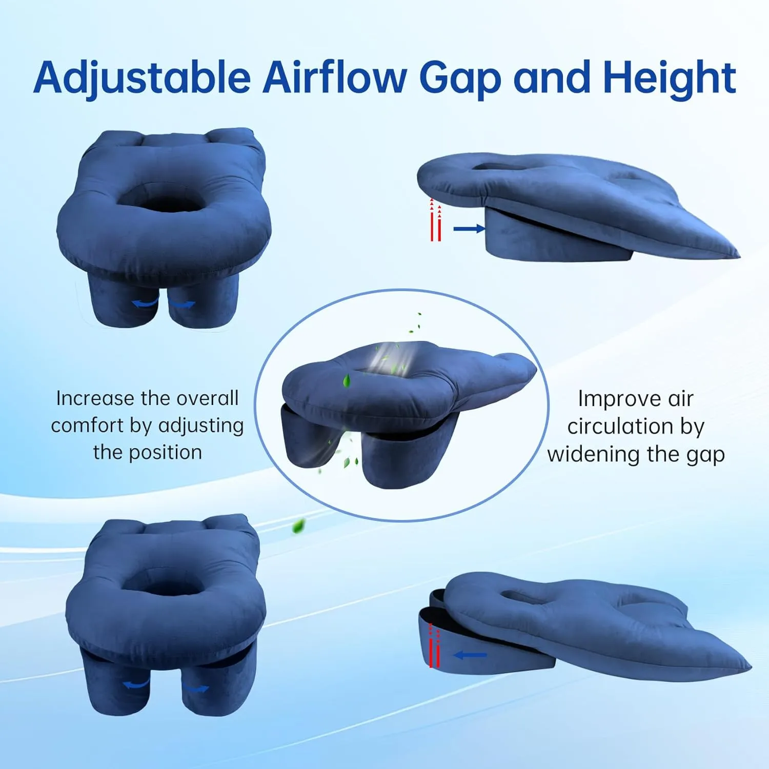 Face Down Pillow After Eye Surgery - BBL Pillow After Surgery for Sleeping - Prone Face Down Massage Pillow Headrest for Bed - Vitrectomy Recovery Equipment, Blue