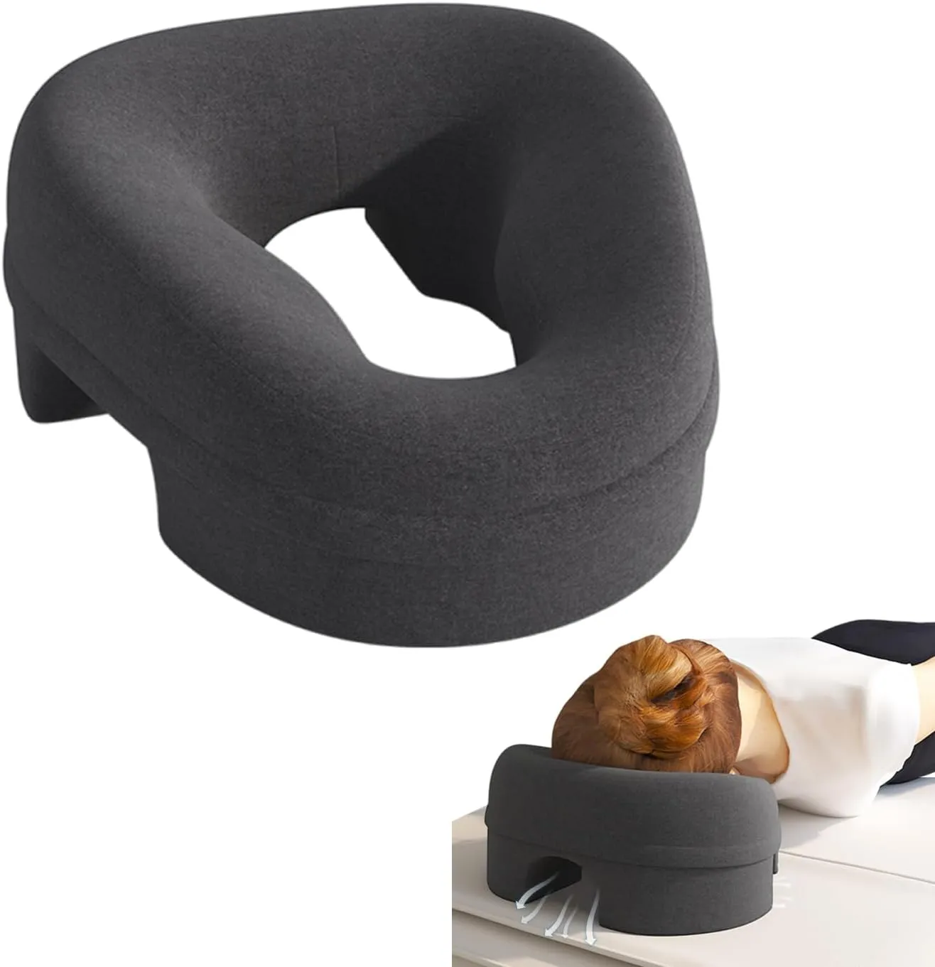 Face Down Pillow for Massage - Headrest Face Pillow for Bed, Stomach Sleeping, Prone Sleepers, Post-Eye Surgery Recovery, and Sunbathing Enthusiasts.