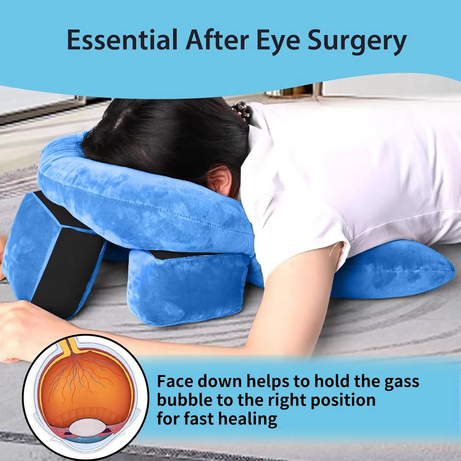 Face Down Pillow for Sleeping, After BBL/Eye Surger Recovery Pillow, Stomach Sleeping/Home Massage Prone Pillow, Retinal Vitrectomy Recovery Equipment