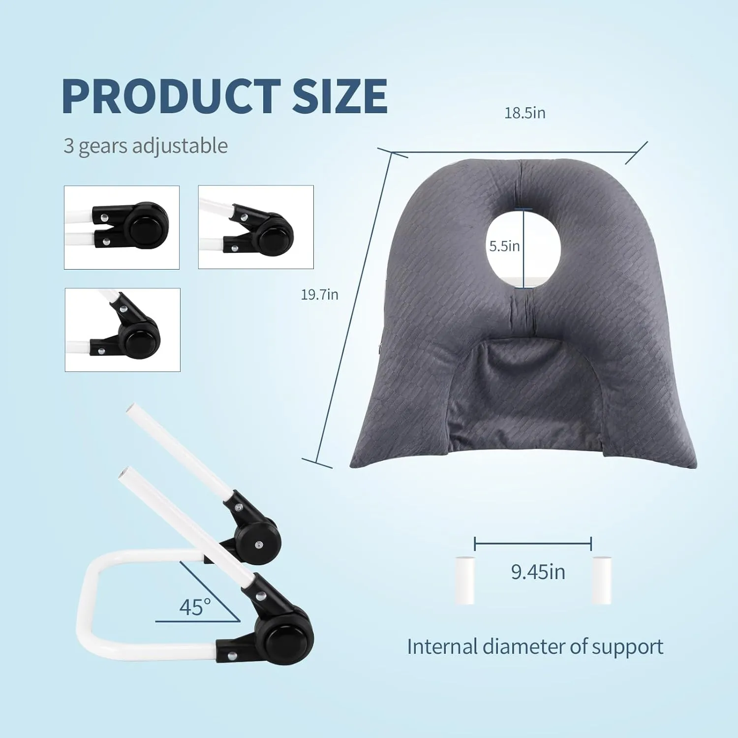 Face Down Pillow for Sleeping, Prone Pillow for Vitrectomy or Retinal Surgery, Adjustable Height Prone Prone Pillow Face Down Sleep, Retina Lying Pillow Eye Surgery Recovery (Square Black)