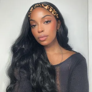 Fancy Hair Black Long Wavy Headband Wig Wear and Go Synthetic Long Curly Hair Wig for Women