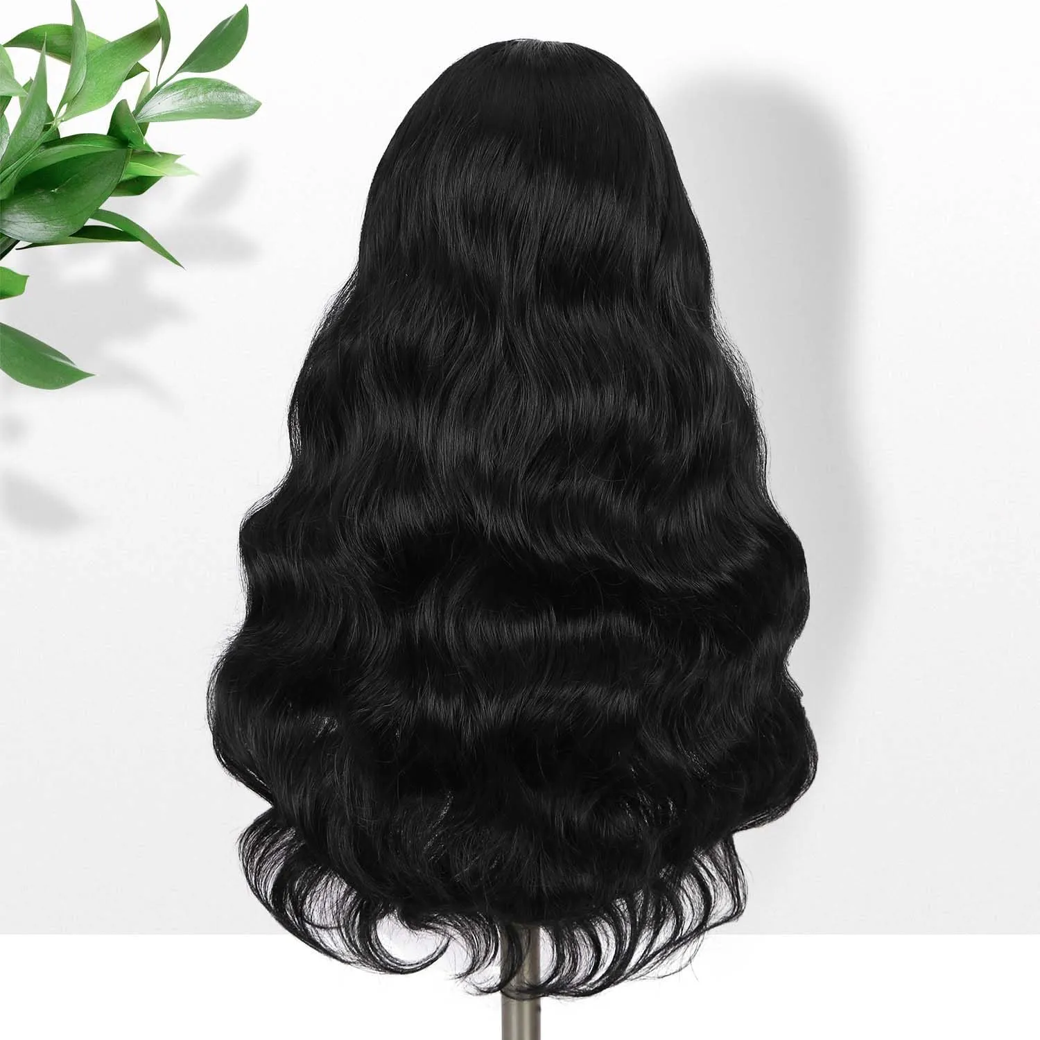 Fancy Hair Black Long Wavy Headband Wig Wear and Go Synthetic Long Curly Hair Wig for Women