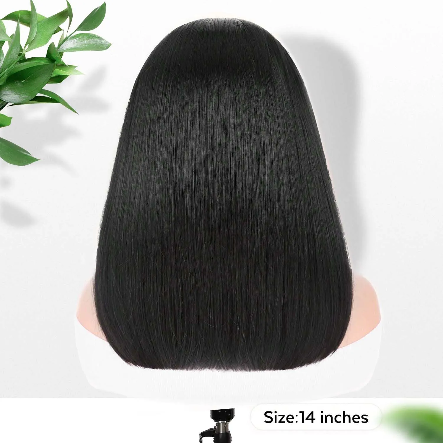 Fancy Hair Short Straight Headband Wigs Wear and Go Short Bob Wig Synthetic Shoulder Length Black Straight Headband Wig for Black Women 14 inches