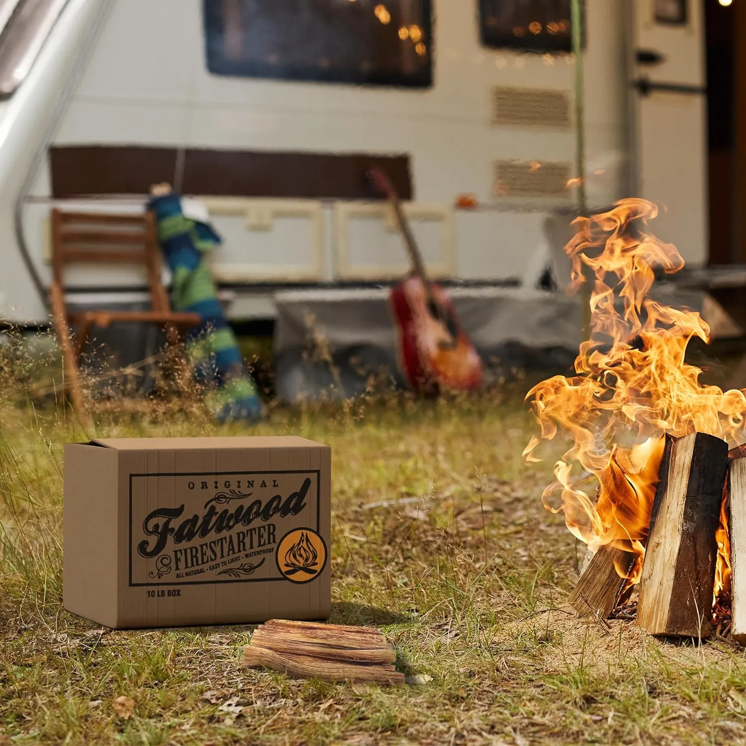 Fatwood Fire Starter Sticks 10-lb Box 2-Pack - Indoor or Outdoor All Natural Pine Fire Starters for Campfires, Fireplace, Firepit, Wood Stove, or BBQ Grill - Kindling Wood Firewood by Pure Garden