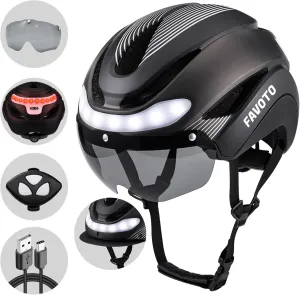 Favoto Bike Helmet with Turn Signals Lights - Smart Helmets for Adults Men Women - CPSC Certified Lightweight Bike Helmets - Road Bicycle E-Bikes MTB Commuter
