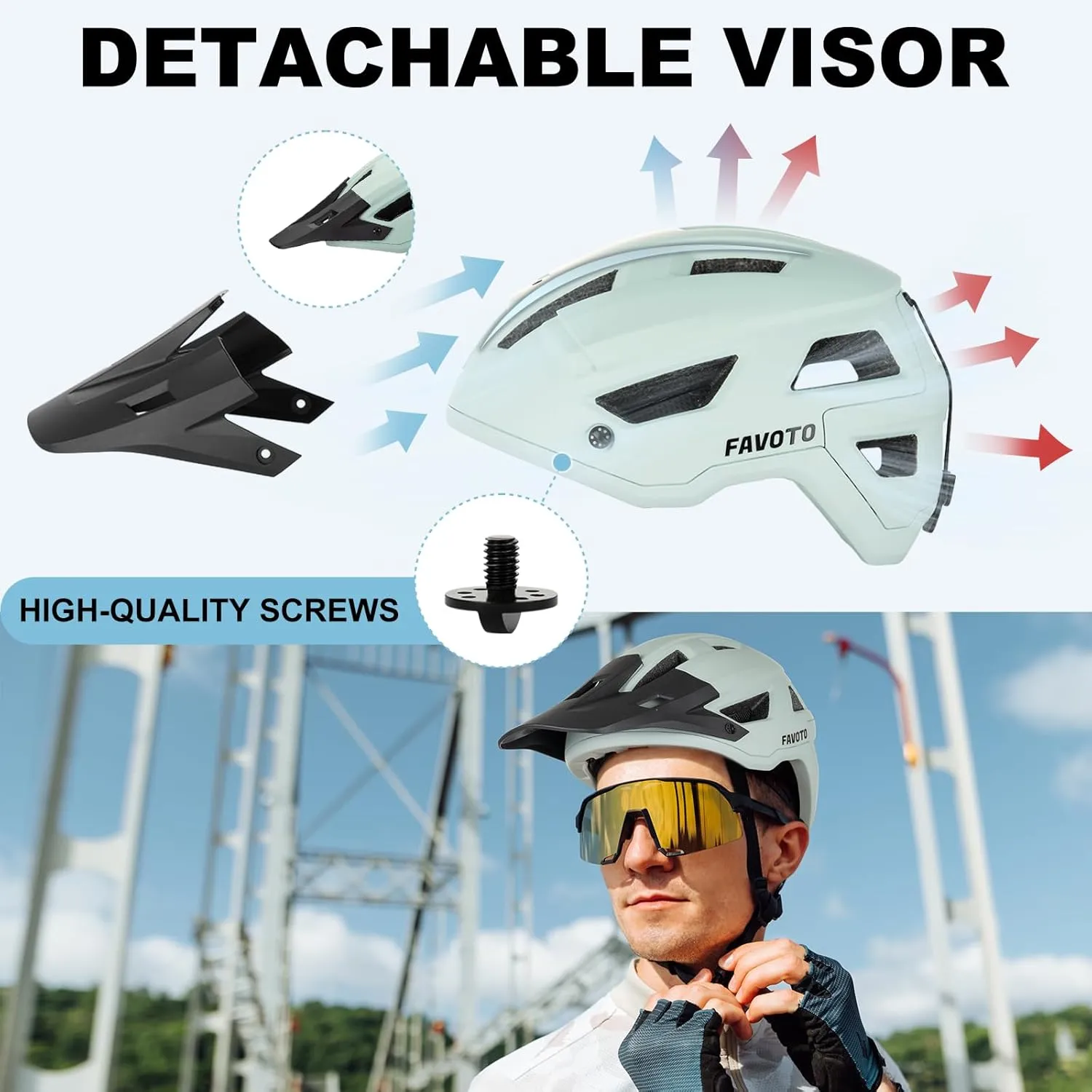 Favoto Mountain Bike Helmet Adult- Dual Shell Lightweight MTB Bicycle Helmet Adjustable for Adults Men Women Youth CPSC Certificated