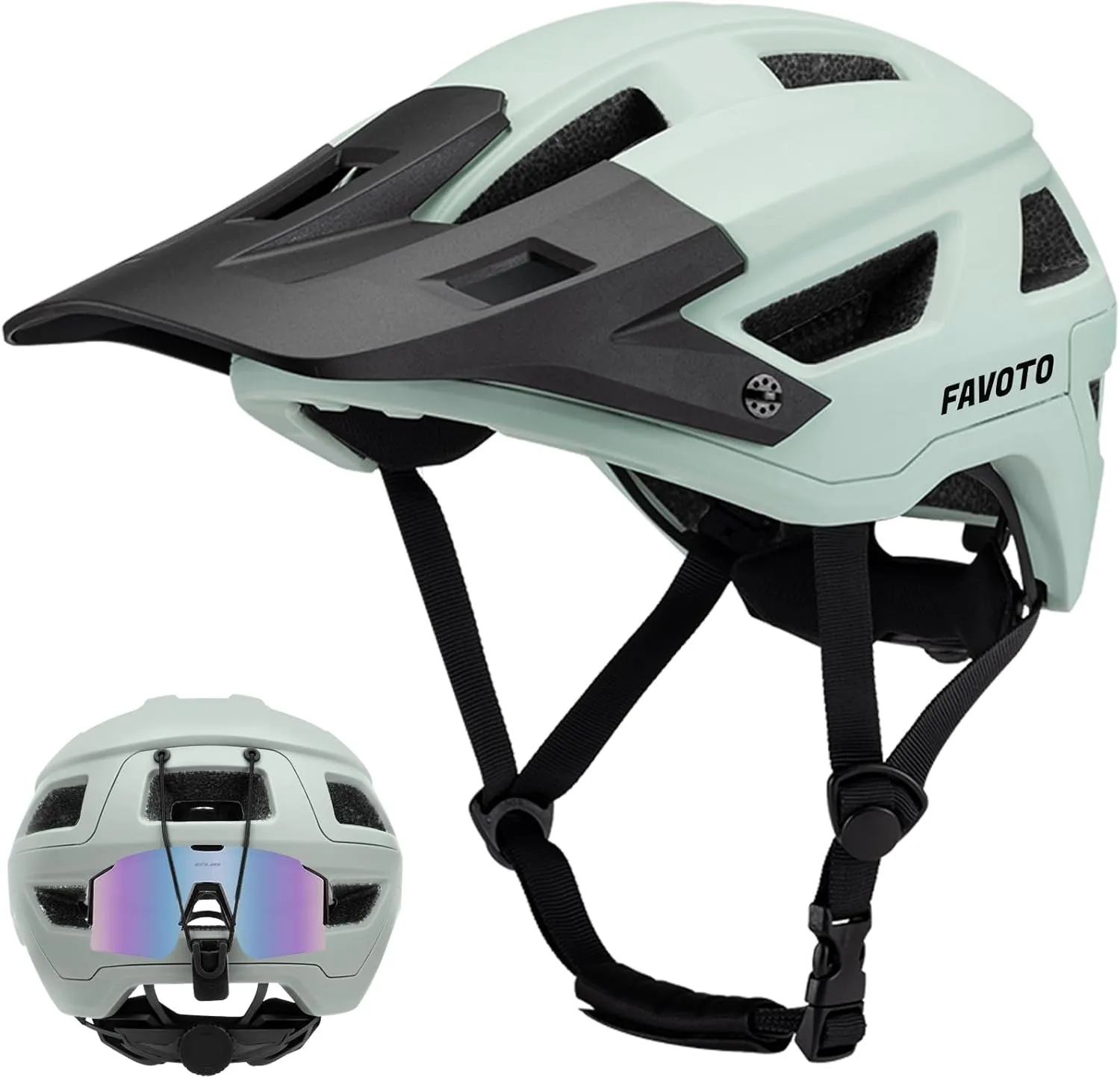Favoto Mountain Bike Helmet Adult- Dual Shell Lightweight MTB Bicycle Helmet Adjustable for Adults Men Women Youth CPSC Certificated