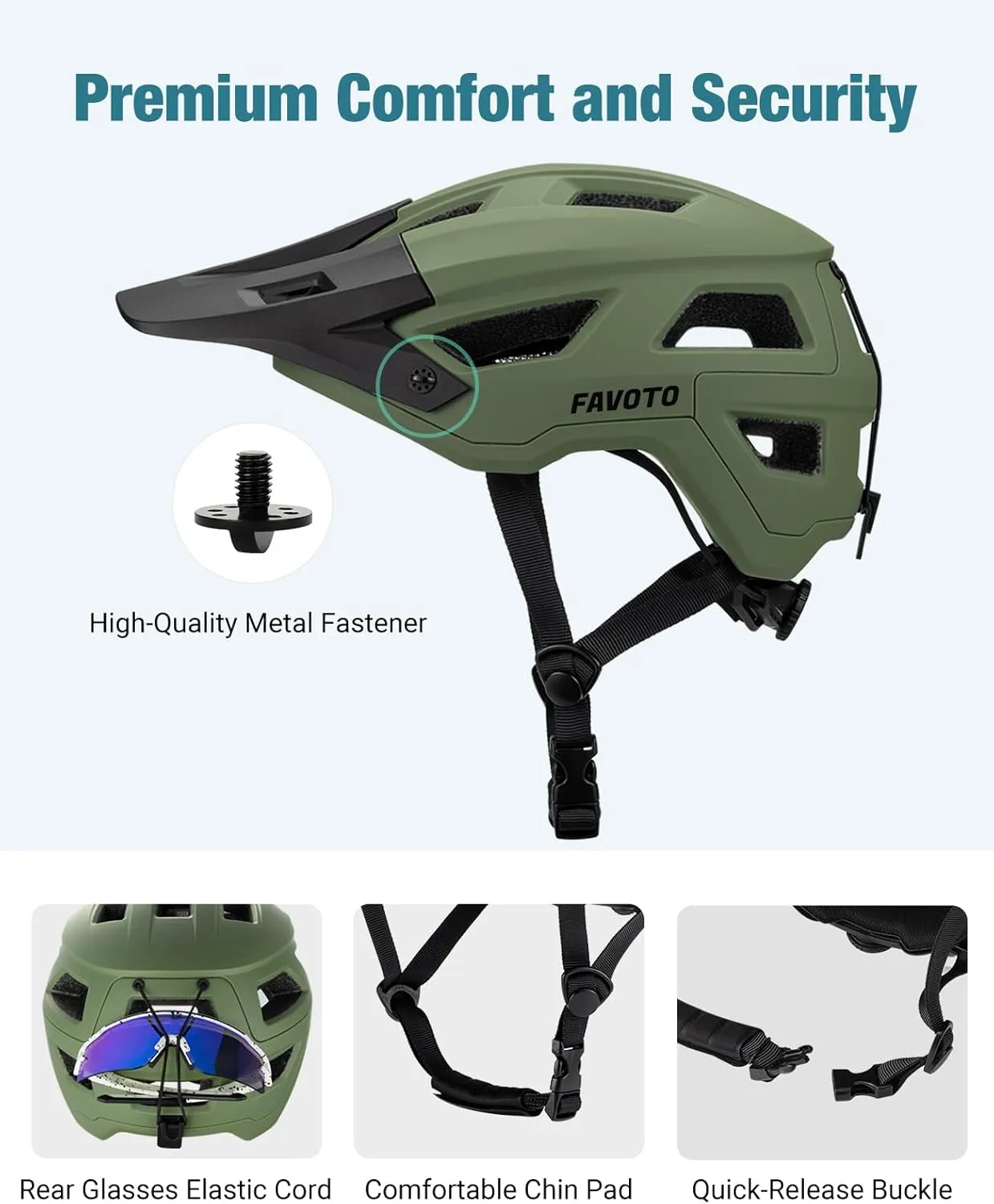 Favoto Mountain Bike Helmet Adult- Dual Shell Lightweight MTB Bicycle Helmet Adjustable for Adults Men Women Youth CPSC Certificated