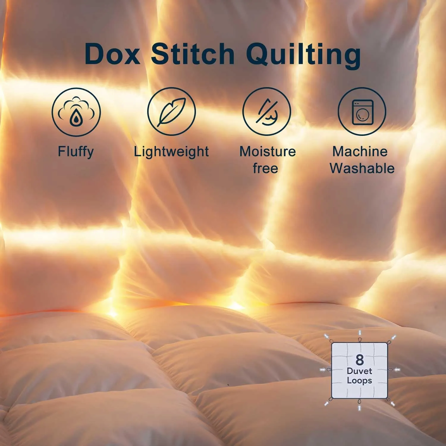 Feather Down Cotton Comforter Queen Size, All Season 100% Cotton Duvet Insert, Hotel Luxury Bedding Comforter Cozy Ultra Soft Medium Warmth Duvet Insert with 8 Corner Tabs White 90 x 90 Inch