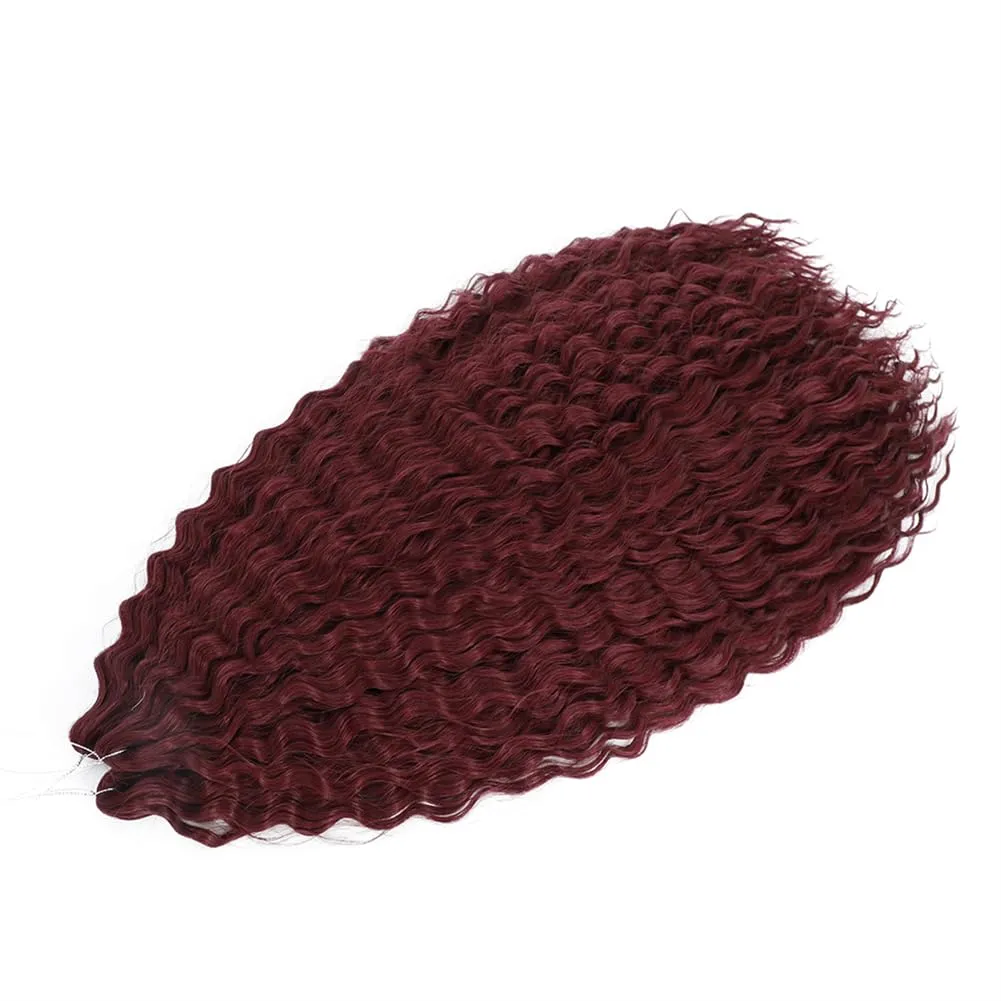 Felek 30inch Ocean Wave Crochet Braiding Hair 3 Packs Burgundy Color Deep Water Curly Synthetic Crochet Braided Hair For Black Women(Bug)