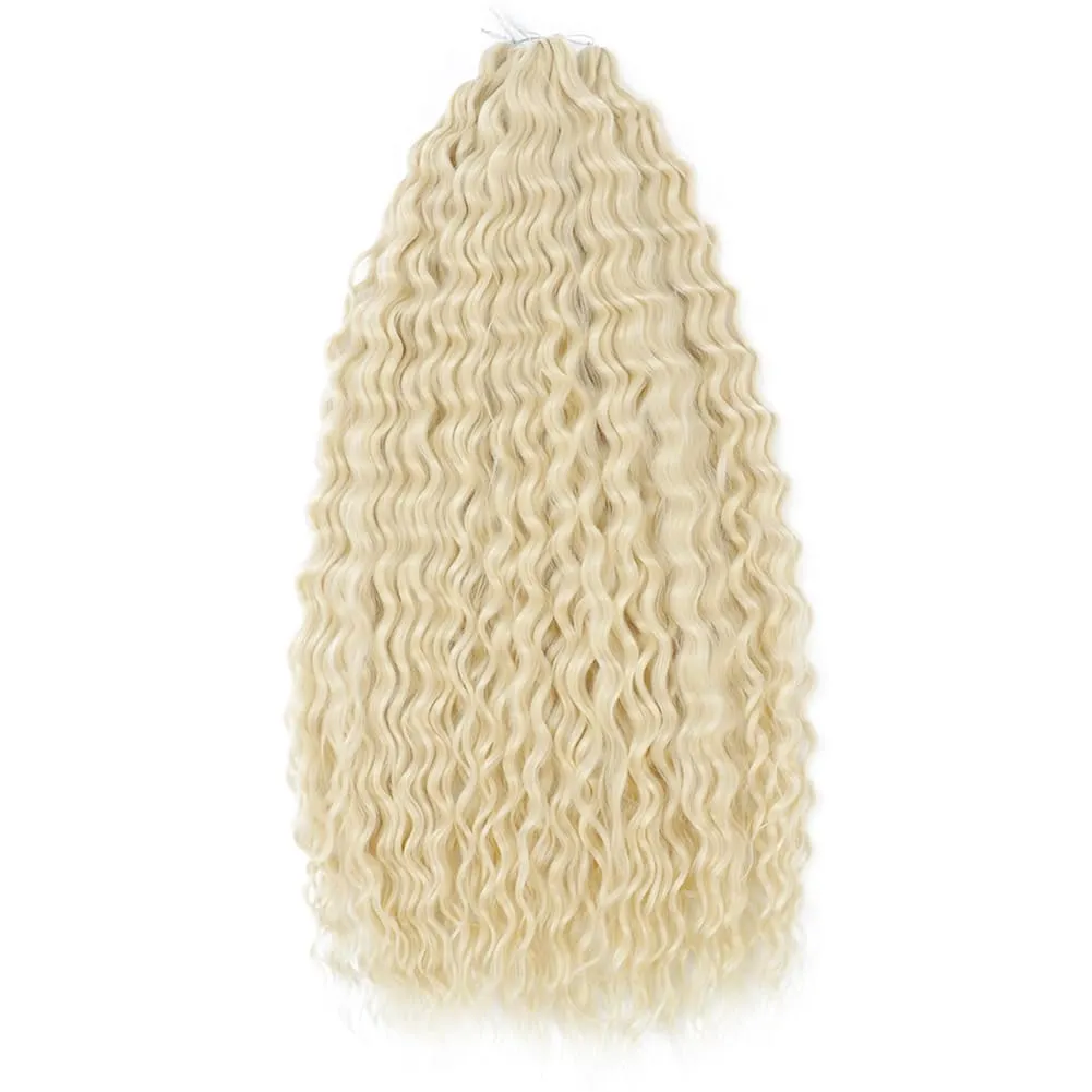 Felek Ocean Wave Crochet Braiding Hair 30inch 3 Packs Blonde Color Long Deep Water Synthetic Wavy Curly Crochet Braids Hair For Black Women (Blonde, 613)