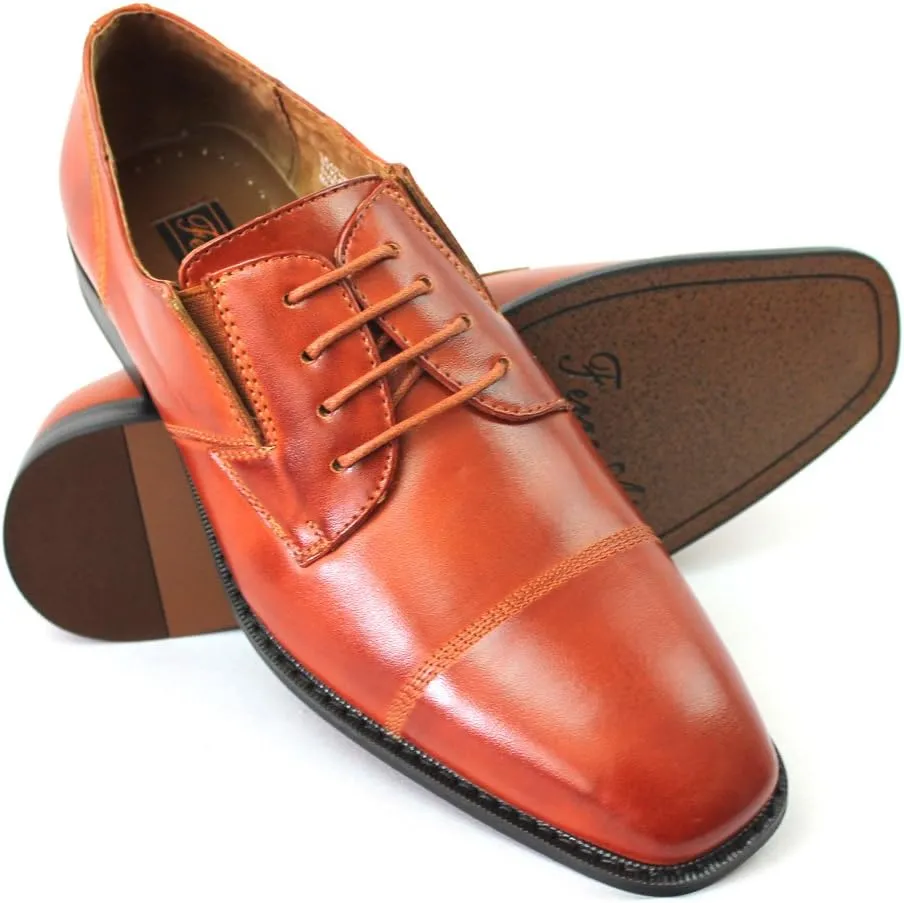 Ferro Aldo Mens Cognac Brown Cap Toe Oxfords Dress Shoes 19283