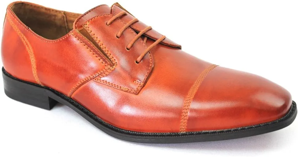 Ferro Aldo Mens Cognac Brown Cap Toe Oxfords Dress Shoes 19283
