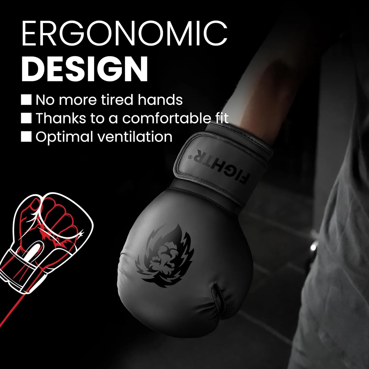 FIGHTR® Boxing Gloves - Maximum Protection & Stability | Boxing Gloves for Boxing, MMA, Muay Thai & Kickboxing | Sizes 8-16 oz, Includes Carry Bag