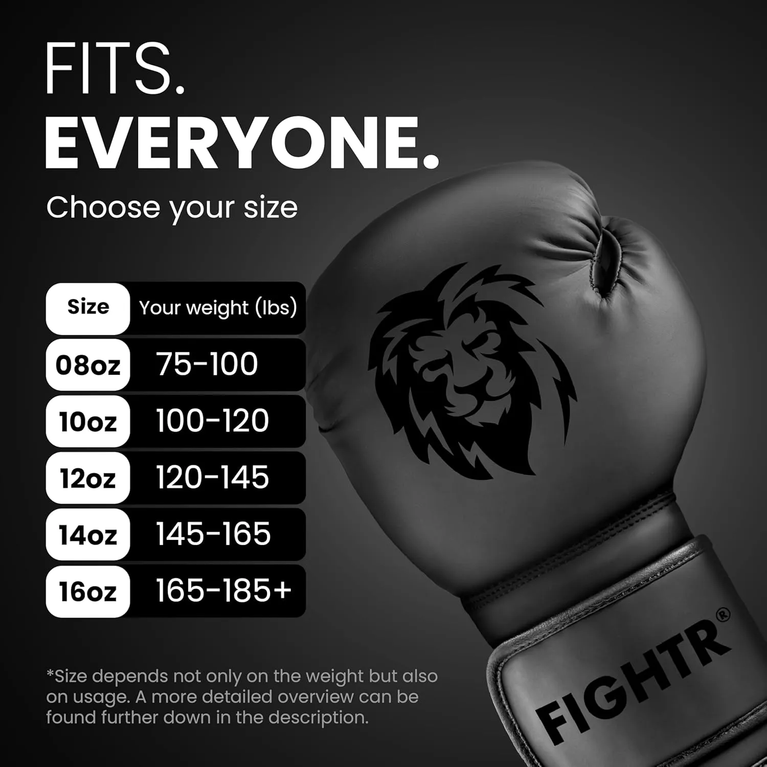 FIGHTR® Boxing Gloves - Maximum Protection & Stability | Boxing Gloves for Boxing, MMA, Muay Thai & Kickboxing | Sizes 8-16 oz, Includes Carry Bag