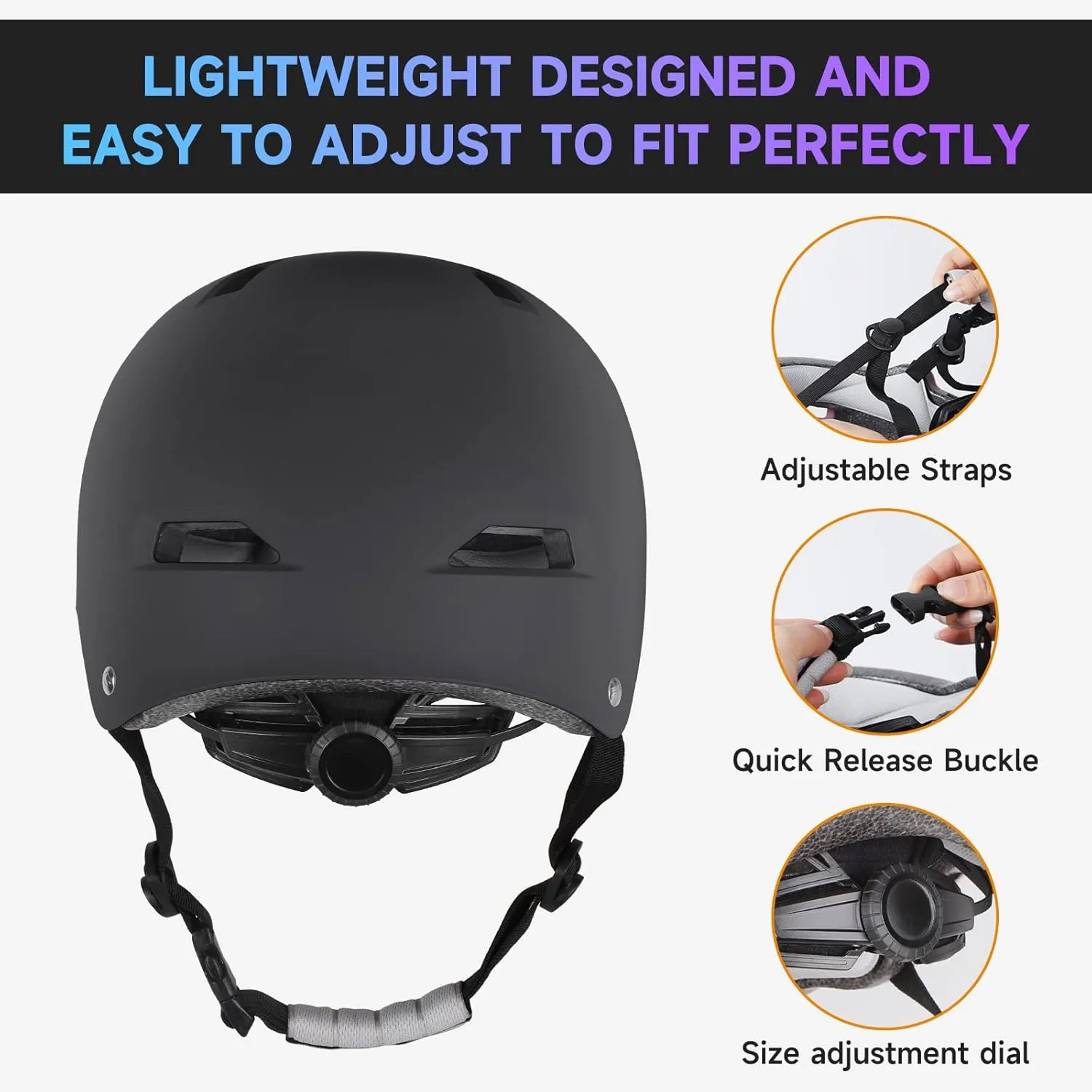 Findway Pro Skateboard Helmet [Safety Certified] Two Removable Liners Bike Helmet for Kids Youth & Adults for Skate, Scooter, Commuter, Longboard & Incline Skating Rollerblading with Adjustable Dial