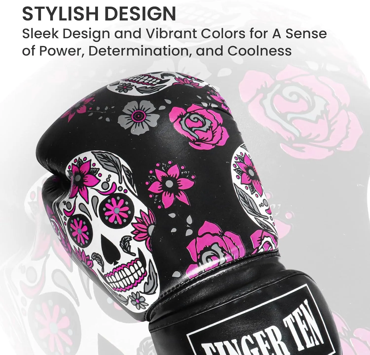 FINGER TEN Boxing Gloves Women Punching Sparring Kickboxing MMA Training Heavy Bag Glove Black Leather 8 10 12 14 16 oz for Womens