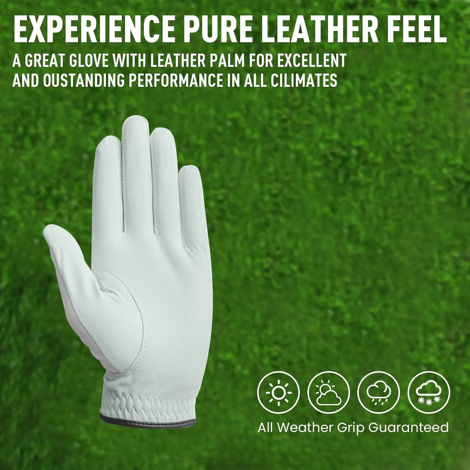 FINGER TEN Golf Gloves Men Right Left Handed Golfer Men’s Golf Glove Left Right Hand Value 3/6 Pack, All Weather Leather Grip Small Medium ML Large XL Size