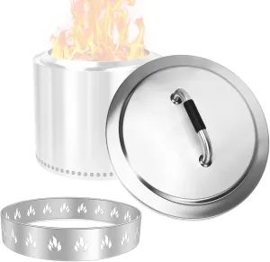 Fire Pit Lid with Stand for Solo Stove Bonfire 19.5", 304 Stainless Steel Fire Pits Accessory Set for Solo Stove and Other 19.5” Camping Outdoor Fireplaces