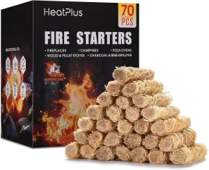 Fire Starter -70 Pcs Fire Starters for Campfires, Fireplace, Grill, Wood & Pellet Stove, Fire Pit, BBQ, Survival, ooni Pizza Ovens, Water Resistant and Odorless Safe for Indoor/Outdoor Use