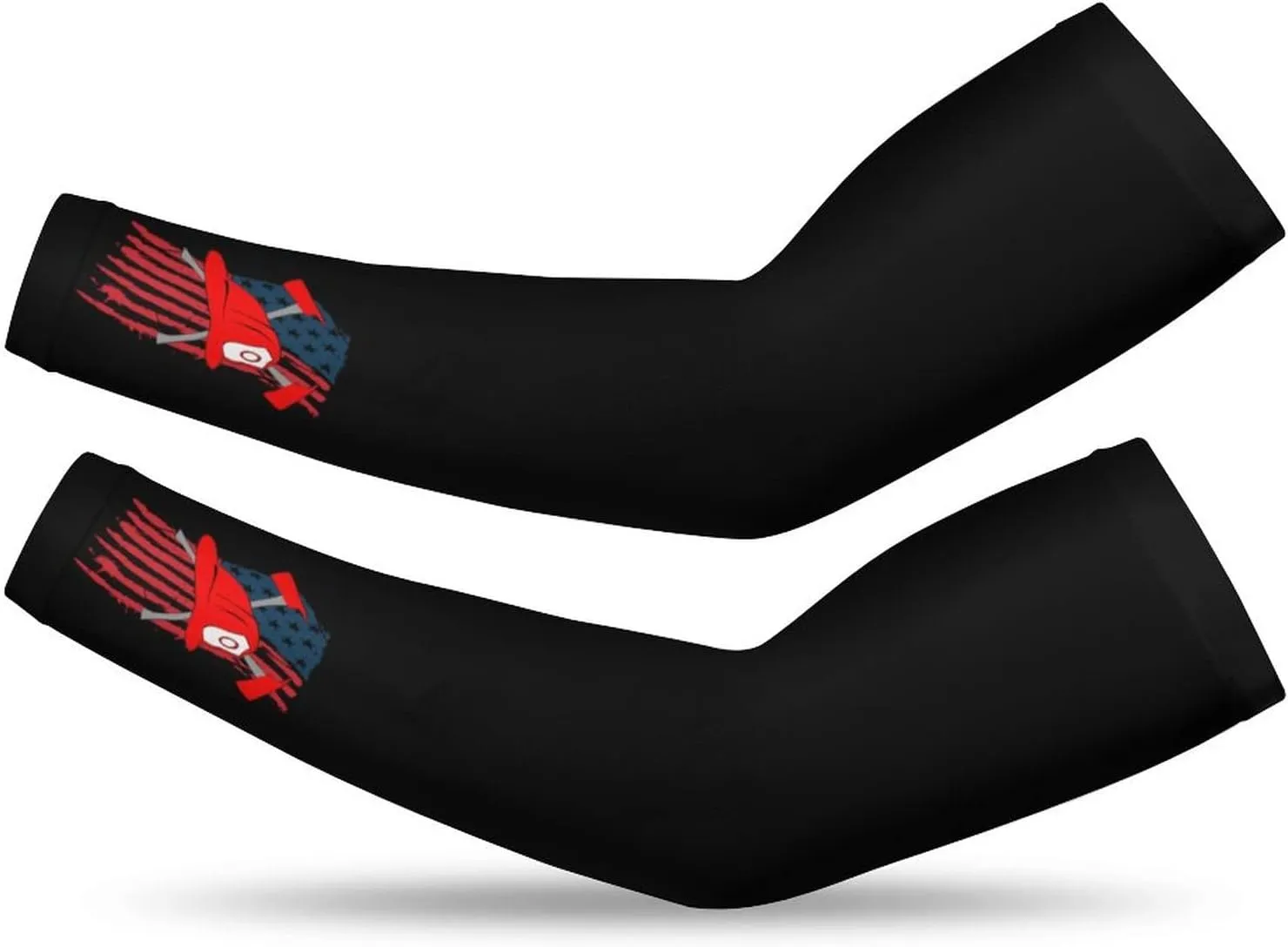 Firemans Axe USA Flag Unisex Cooling Arm Sleeves Fashion Sun Cover Fingerless Gloves for Basketball Football Volleyball