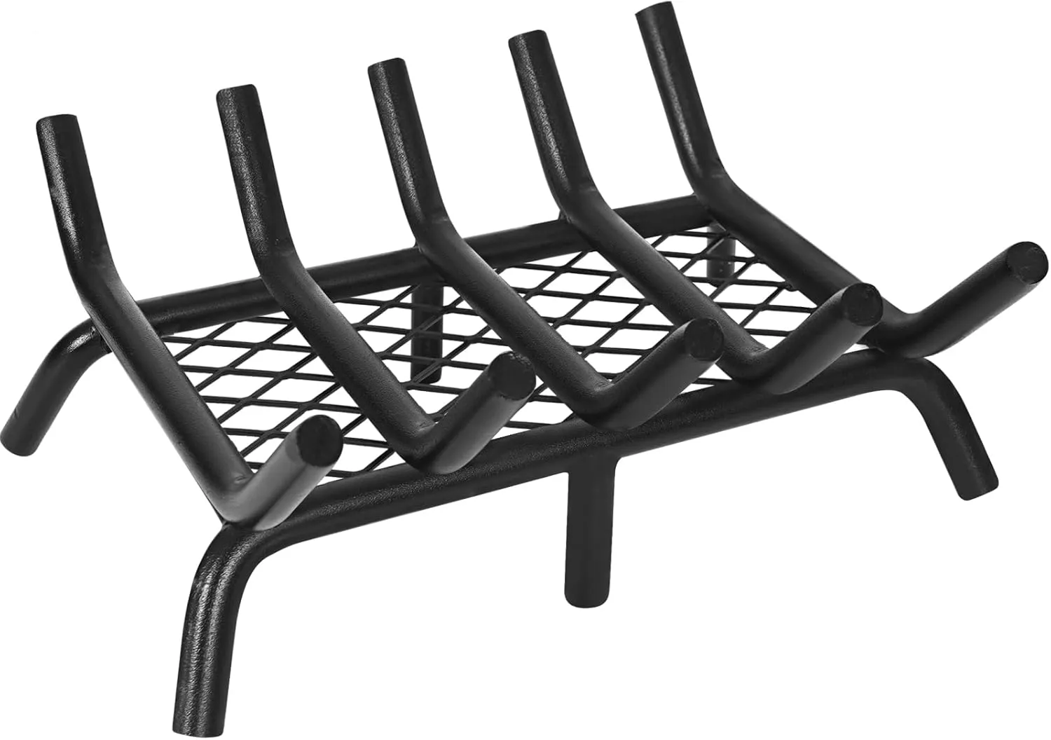 Fireplace Grate 17inch with Ember Retainer | Fireplace Log Grate with Heavy Duty Solid Round Steel 3/4” Bar | No Assembly Required Hearth Grate for Firepit Firewood Log Indoor Wood Stove Burning