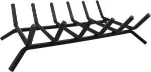 Fireplace Grate Heavy Duty Cast Iron Fireplace Log Holder with 6 Support Bars Firewood Burning Rack Holder for Wood Outdoor Fireplace,Stove Indoor 27inch