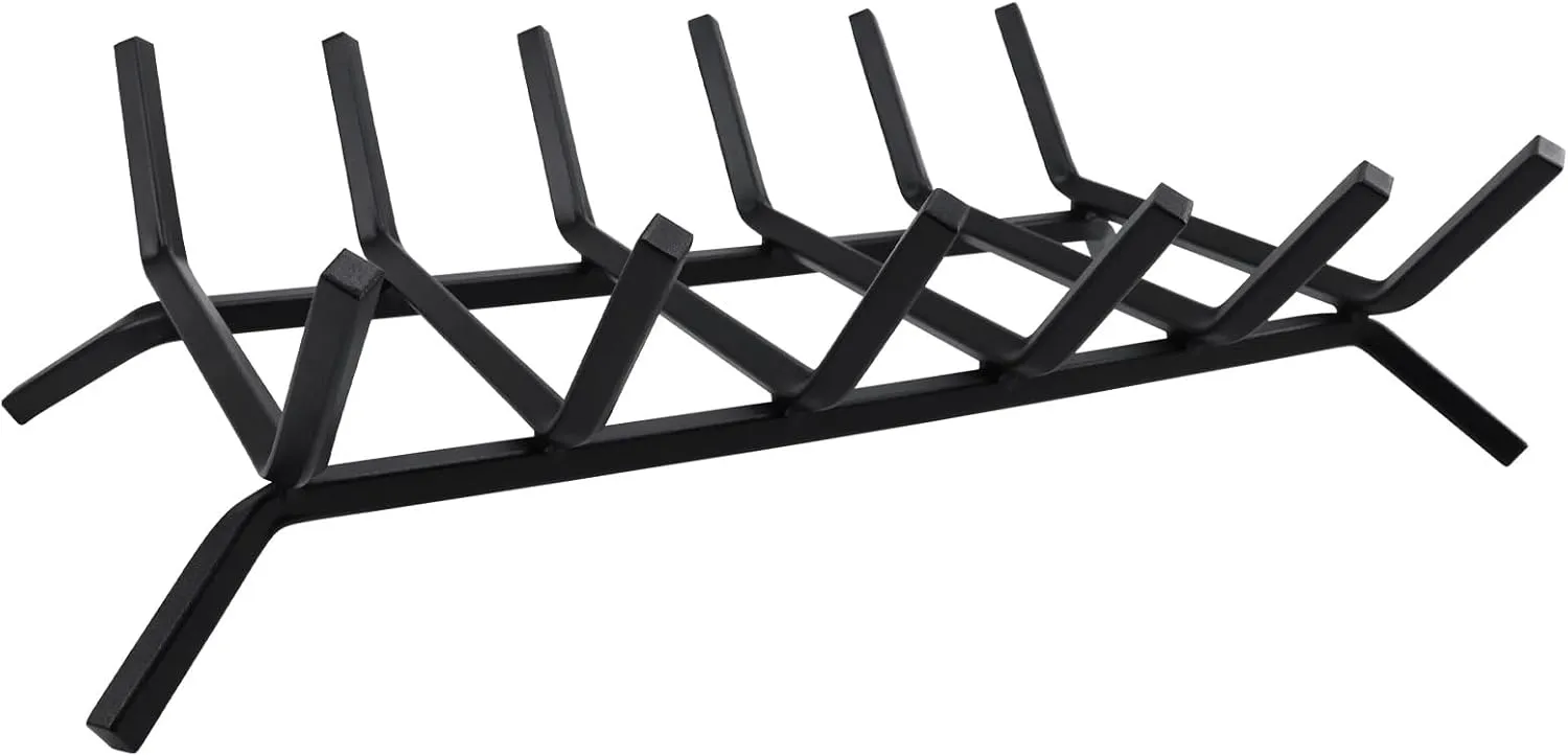 Fireplace Grate Heavy Duty Cast Iron Fireplace Log Holder with 6 Support Bars Firewood Burning Rack Holder for Wood Outdoor Fireplace,Stove Indoor 27inch