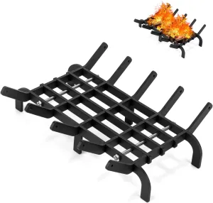 Fireplace Grates, 16 Inch Fireplace Grate Heavy Duty High Carbon Steel Fireplace Log Grate for Indoor Outdoor Firewood Stove Log Holder Rack Wood Burning Fireplace Accessories