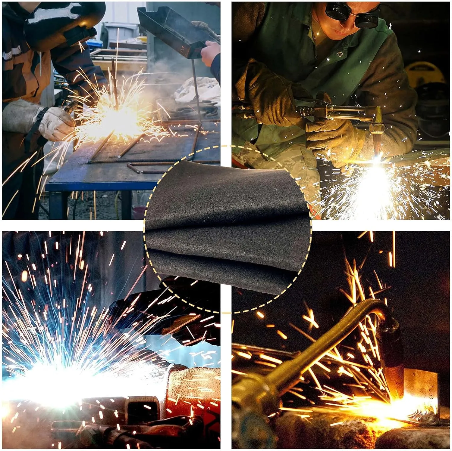 Fireproof Felt Welding Blanket Flame Retardant Fabric up to 1800°F Heat Shield for Wood Stove Smoker Grill Insulation Blanket Fire Pit Mat Fireplace Floor Protector 39x39 inches