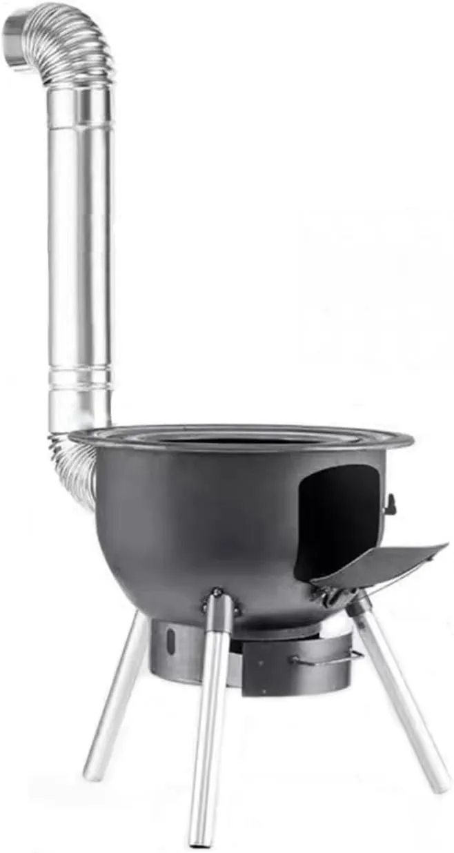 Firewood Stove - Mobile Integrated Outdoor Wood Burning Stove, Convenient Floor Pot Design, for Camping and Outdoor Use, 16.9in x 20.5in