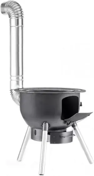Firewood Stove - Mobile Integrated Outdoor Wood Burning Stove, Convenient Floor Pot Design, for Camping and Outdoor Use, 16.9in x 20.5in