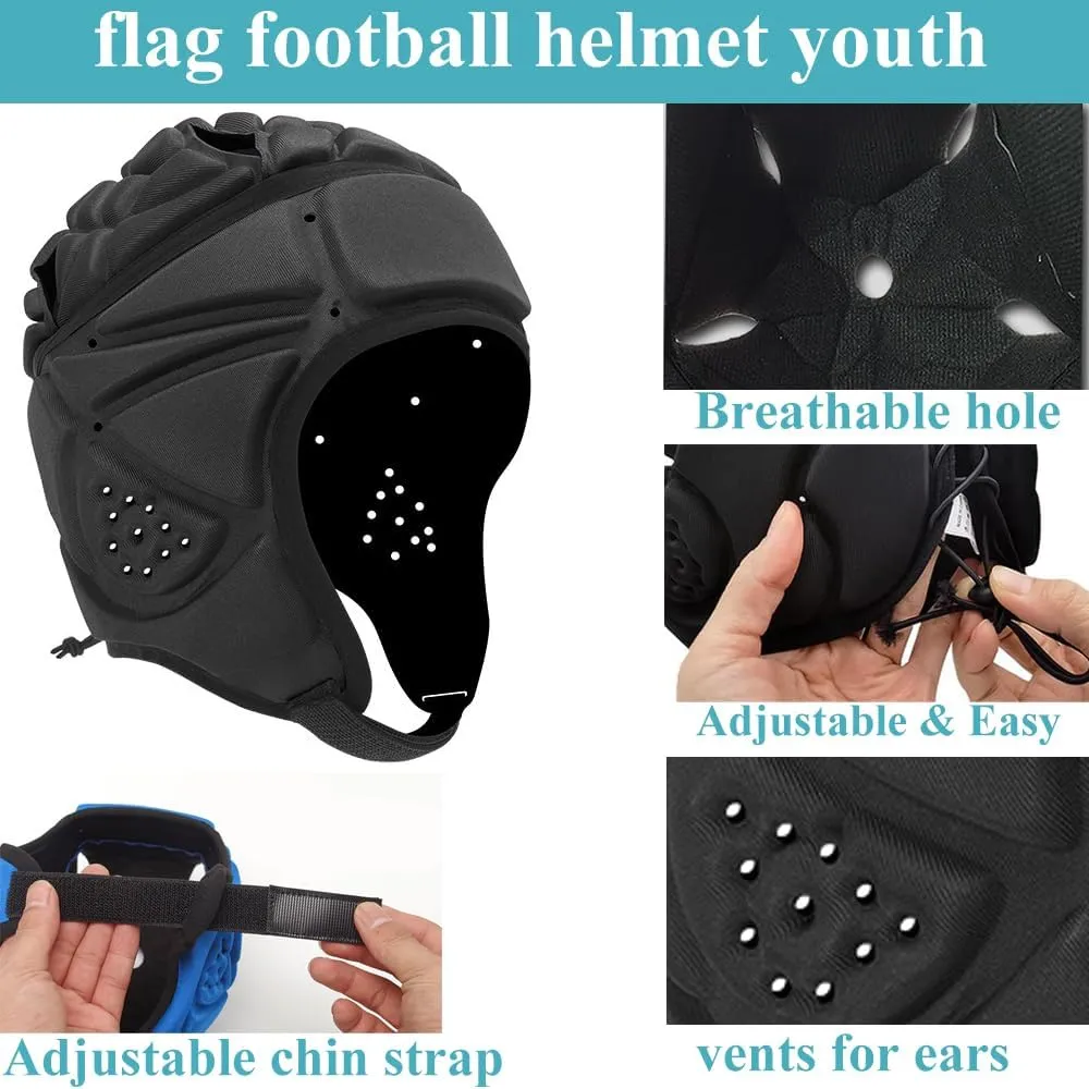 Flag Football Helmet Padding Youth, Adjustable Rugby Helmet, Lightweight Breathable Speedflex Helmet for Soccer, Hockey