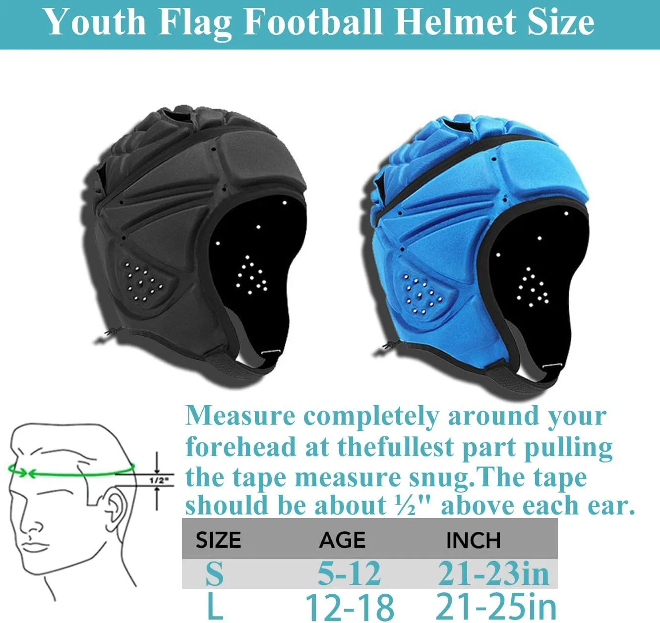 Flag Football Helmet Padding Youth, Adjustable Rugby Helmet, Lightweight Breathable Speedflex Helmet for Soccer, Hockey