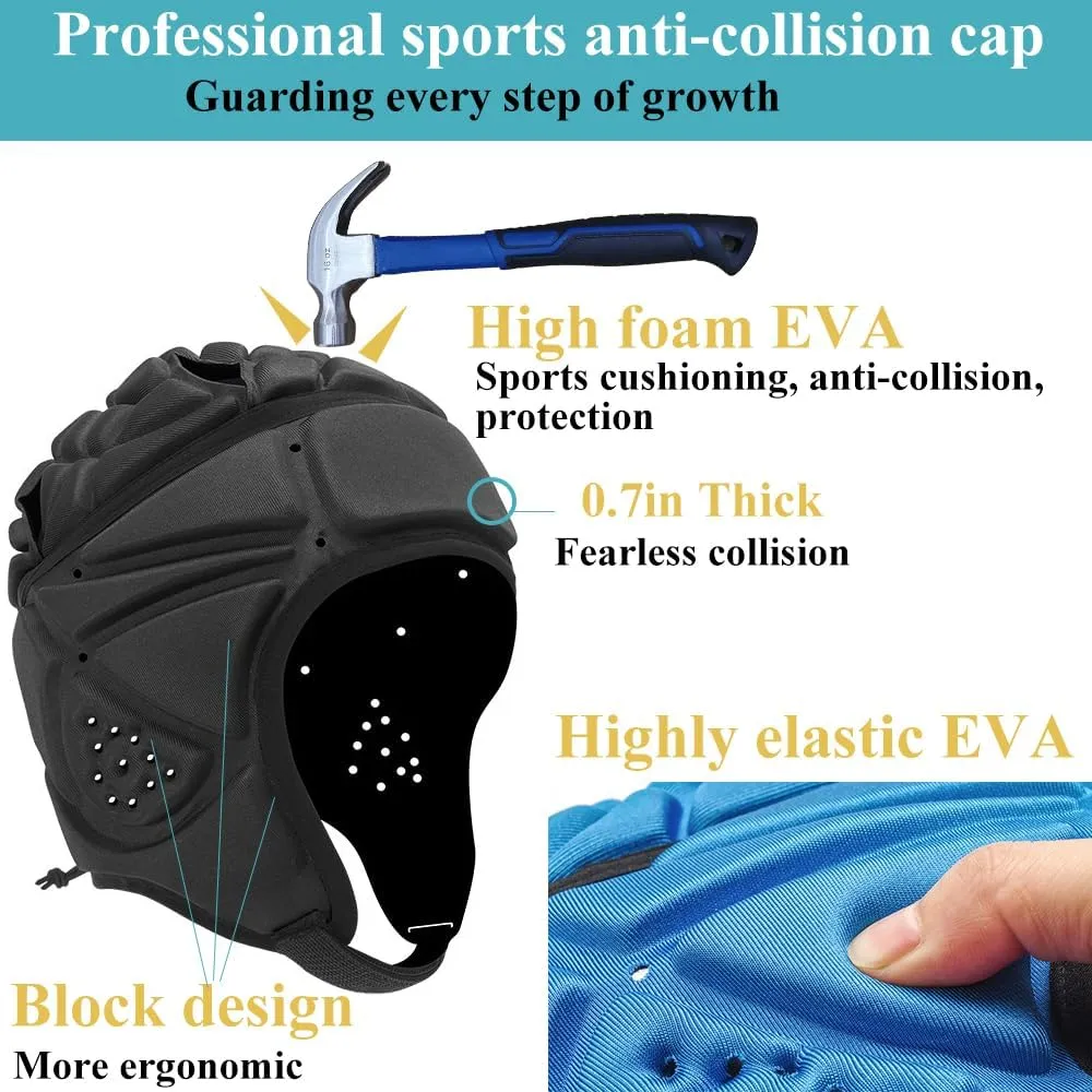 Flag Football Helmet Padding Youth, Adjustable Rugby Helmet, Lightweight Breathable Speedflex Helmet for Soccer, Hockey