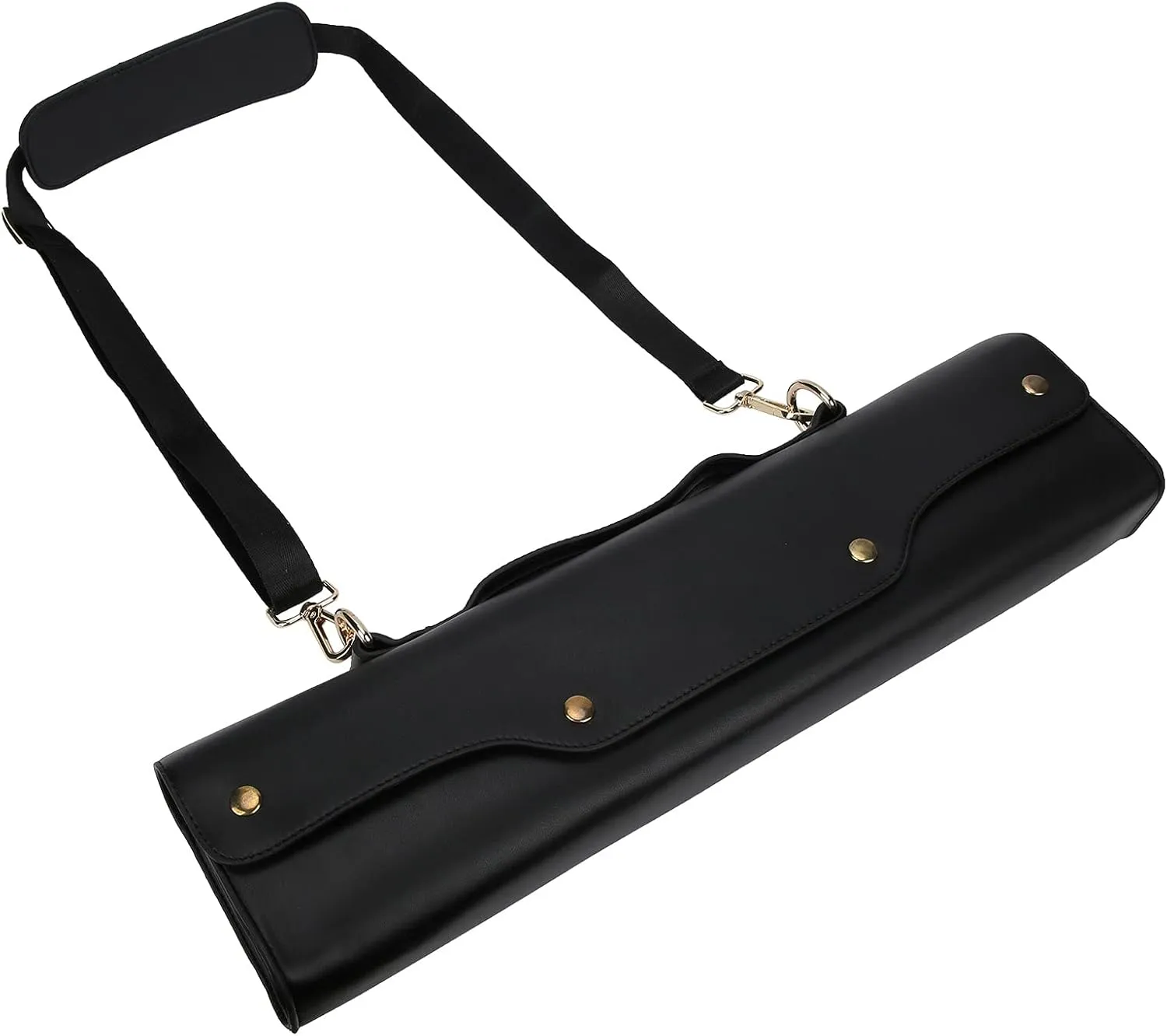 Flute Case Carrying Bag, Synthetic Leather Flute Storage Case with Shoulder Strap, 360 Rotating Lock Buckle, Soft Non Woven Fabric Lining, 17.7 x 2.6 x 5.1in (Black)