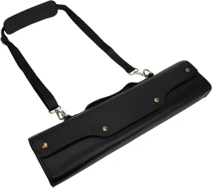 Flute Case Carrying Bag, Synthetic Leather Flute Storage Case with Shoulder Strap, 360 Rotating Lock Buckle, Soft Non Woven Fabric Lining, 17.7 x 2.6 x 5.1in (Black)