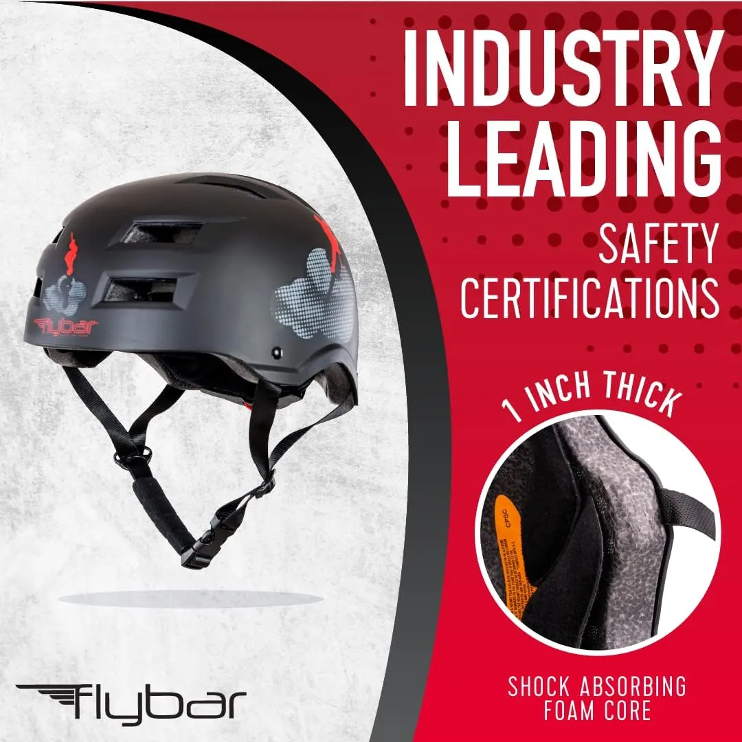 Flybar Bike Helmet- Multi Sport Dual Certified Adjustable Dial, Lightweight Skateboard Helmet, Roller Skating, Pogo, Electric Scooter, Snowboard, Boys and Girls Kids- Adults Helmets