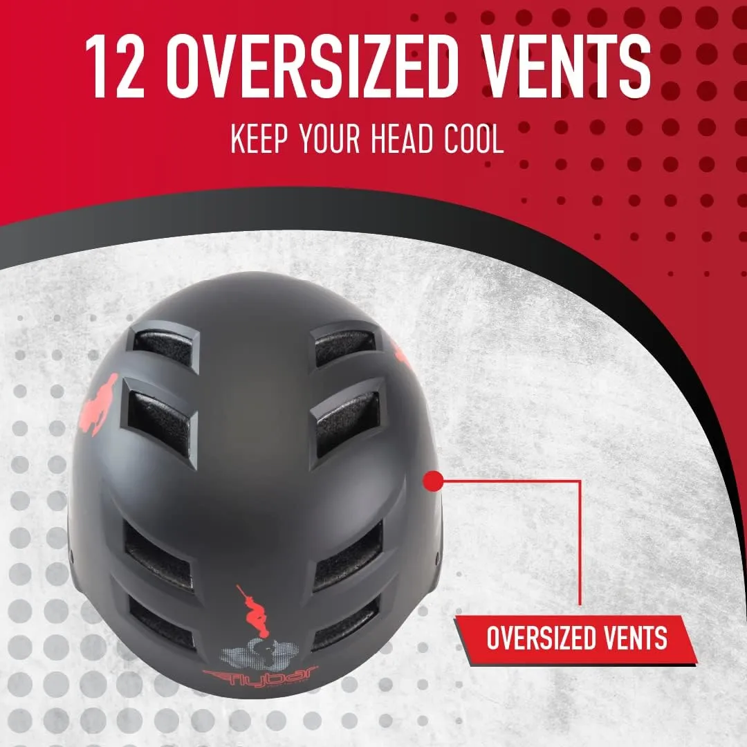 Flybar Bike Helmet- Multi Sport Dual Certified Adjustable Dial, Lightweight Skateboard Helmet, Roller Skating, Pogo, Electric Scooter, Snowboard, Boys and Girls Kids- Adults Helmets