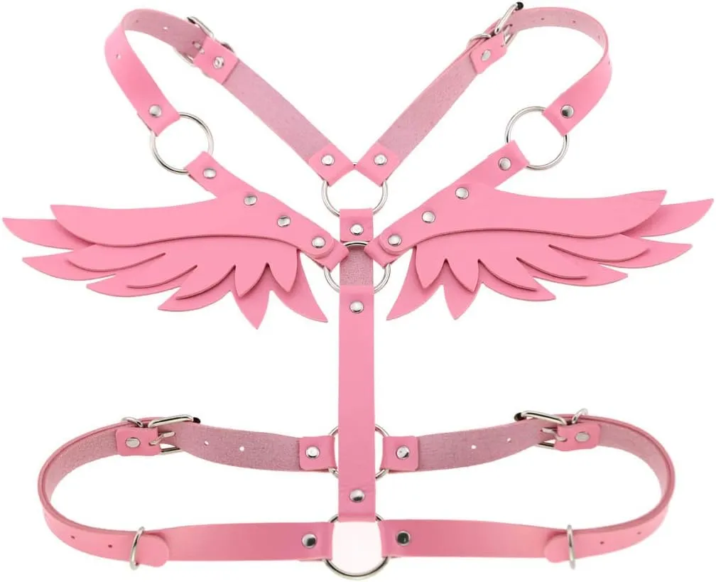 FM FM42 O Ring Waist Belt Body Caged Harness with Back Angel Wings (16 Colors)