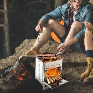 Folding campping Stove Backpacking Wood Burning Stove Mini BBQ Grill with Carry Bag for Backpacking Hiking campping Cooking
