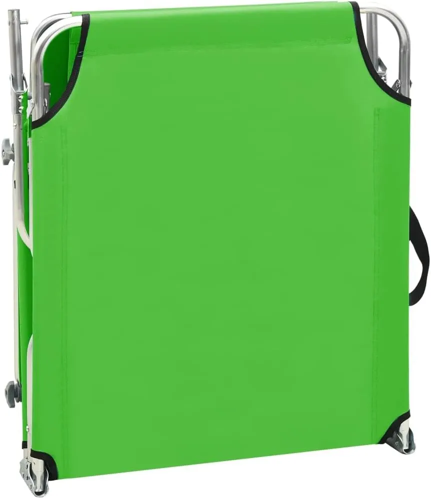 Folding Sun Lounger with Canopy Green Aluminumpatio Recliner Camping Chairs Tanning chairSuitable for Garden Courtyard