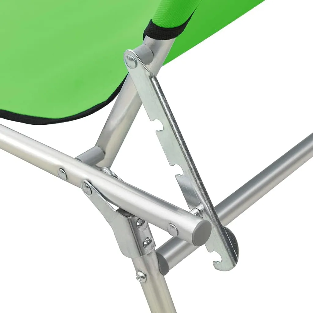 Folding Sun Lounger with Canopy Green Aluminumpatio Recliner Camping Chairs Tanning chairSuitable for Garden Courtyard