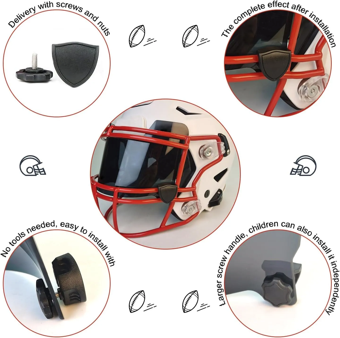 Football Visor Universal Fit Eye Protect Shield for Football Helmet with Visor Clips Scratch Resistance