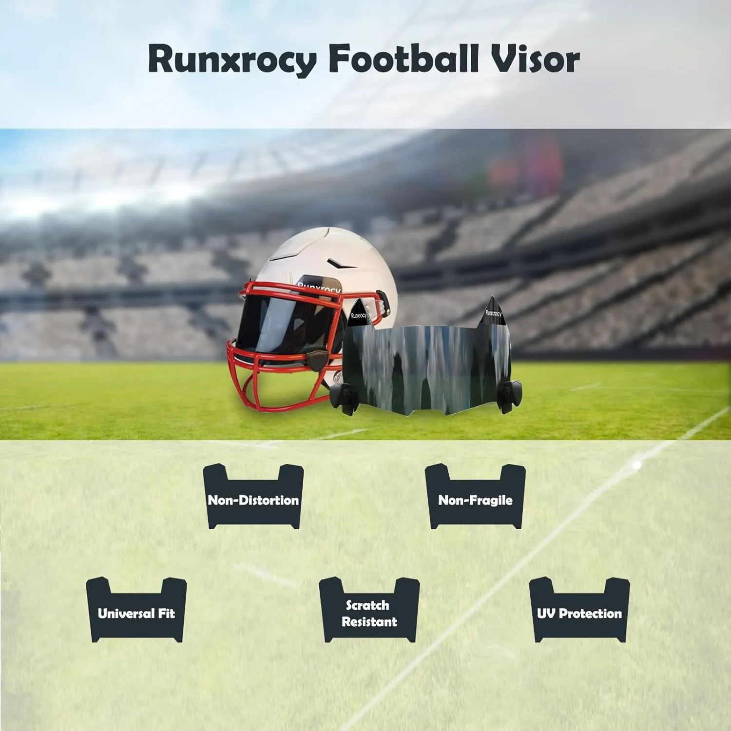 Football Visor Universal Fit Eye Protect Shield for Football Helmet with Visor Clips Scratch Resistance