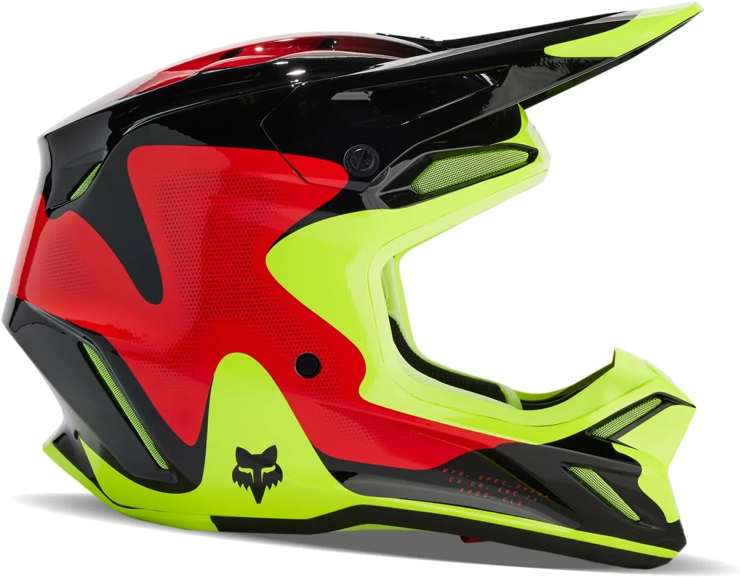 Fox Racing V3 MOTOCROSS HELMET, REVISE RED/YELLOW, X-Small